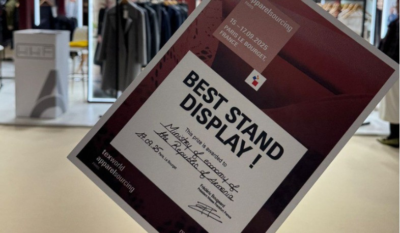 Ermenistan'ın Texworld Apparel Sourcing Paris'teki pavyonu "En İyi Pavyon" ödülüne layık görüldü