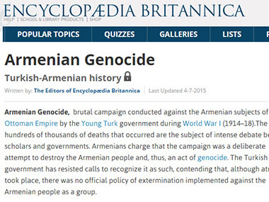 Britannica ansiklopedisinde ‘Ermeni Soykırımı’ başlığı eklendi