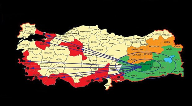 2016թ. Թուրքիայի բնակչության ներքին տեղաշարժերի պատկերը