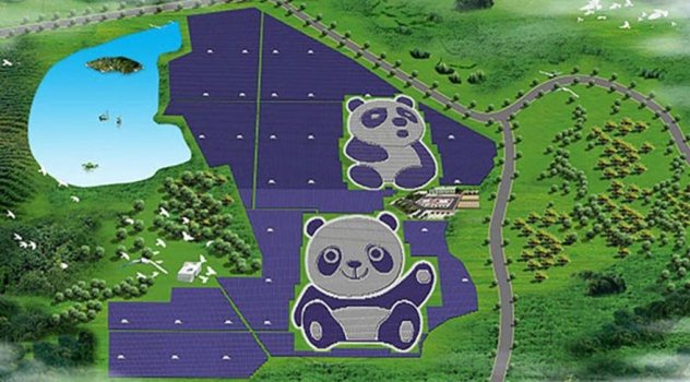 Çin'de Panda şeklinde güneş enerjisi santrali elektrik üretmeye başladı