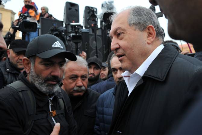 Protestoların lideri Paşinyan Ermenistan Cumhurbaşkanı Armen Sarkisyan ile görüştü