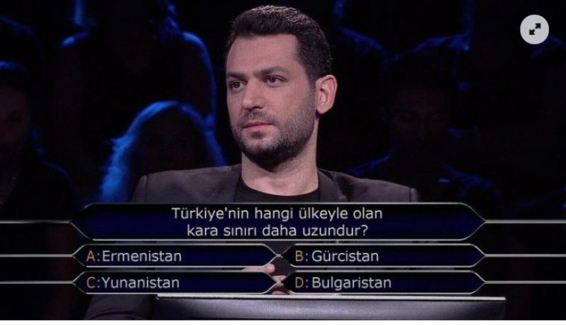 Türkiye'de "Kim milyoner olmak ister" programında yarışmacı, Ermenistan hakkındaki soruyu cevaplayamadı