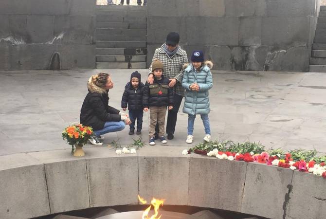 Ermenistan Cumhurbaşkanı'nın torunlarından Tsitsernakaberd'e ziyaret! "Hafıza, yaş ve zaman tanımıyor”