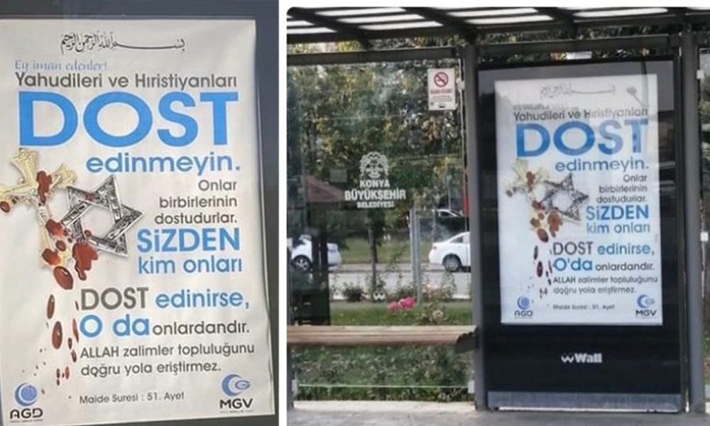 Թուրքիայի կանգառներից հավաքվել են քրիստոնյաների դեմ ատելության քարոզ պարունակող պաստառները