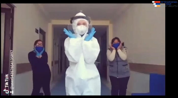 Karabağ’da hemşire ve karantinada bulunanlar koronavirüse rağmen dans ediyorlar (video)