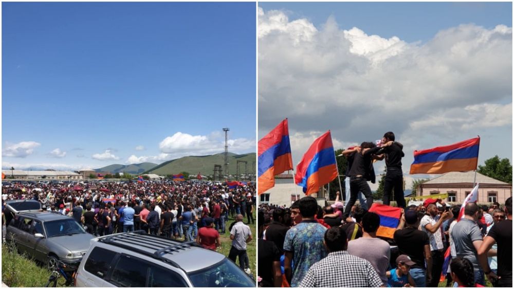 Cavaheti Ermenileri, kalabalık eylemle Azerbaycan'ın Ermenistan'a saldırısını kınadı