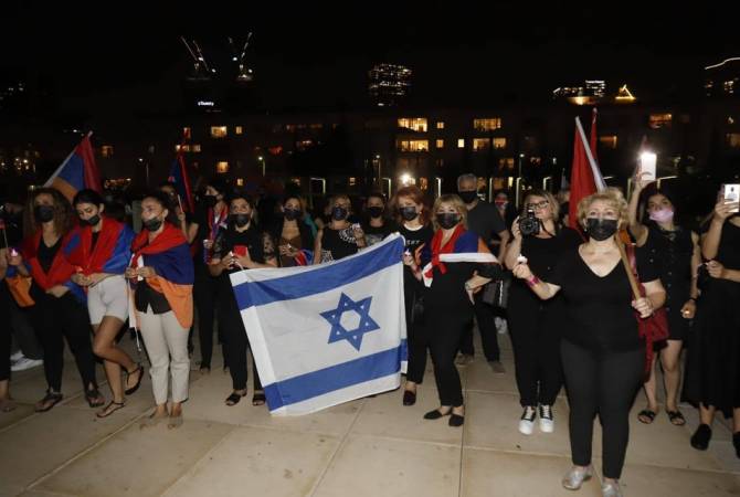 Tel Aviv’de Ermeniler İsrail devletinin Azerbaycan’a silah satmasını protesto ediyorlar (foto-video)