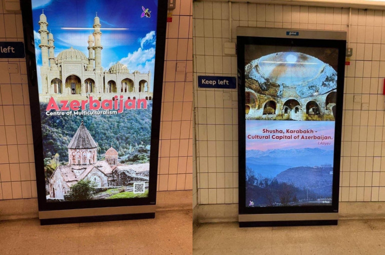 Ermeni kültür mirasını Azerbaycan’ın kültür zenginliğini olarak gösteren panolar Londra metrosundan kaldırılıyor