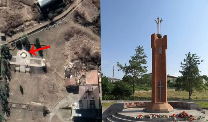 Azerbaycanlılar Şuşi’de Ermeni Soykırımı kurbanları anısına dikilen anıtı yıktılar