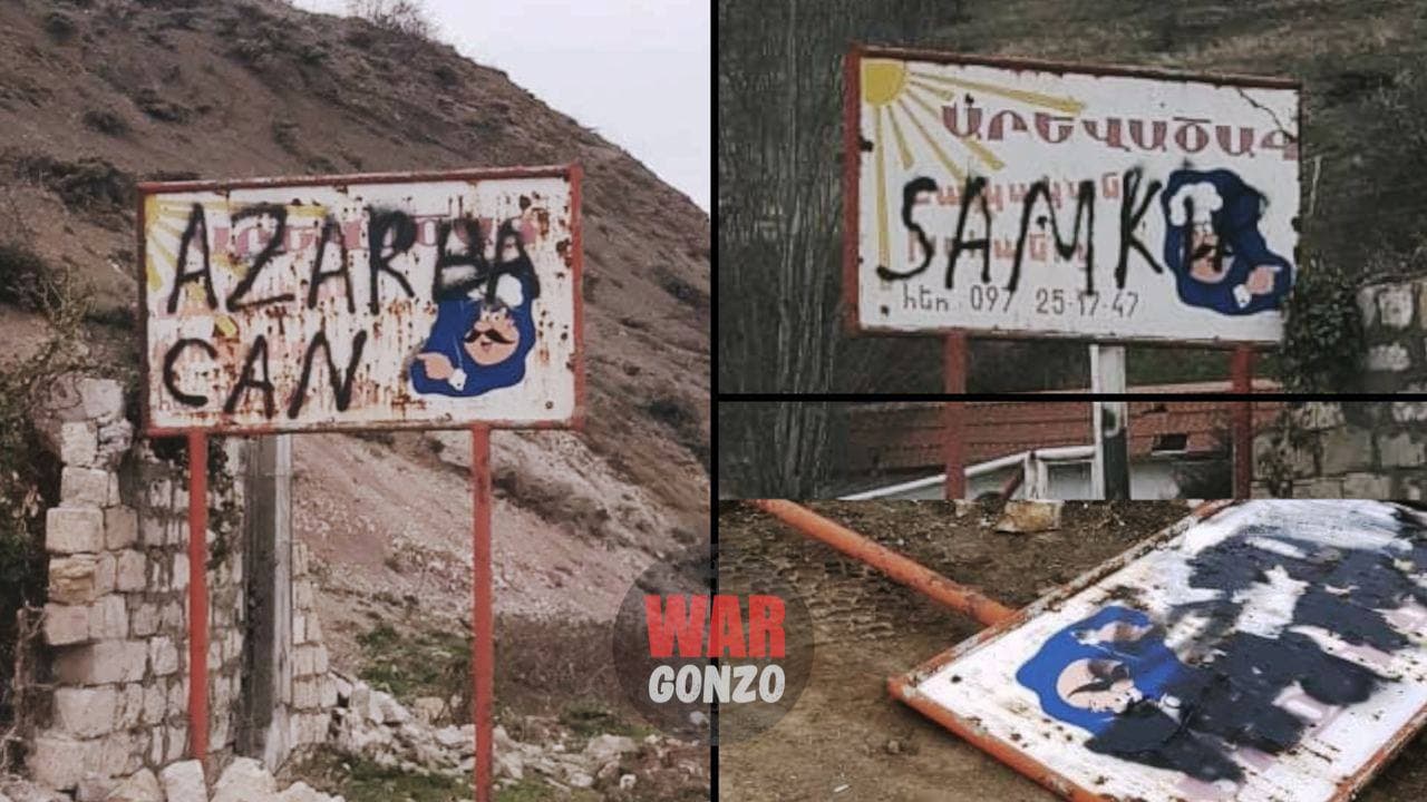 Azerbaycanlılar Şuşi’den Stepanakert’e girip Ermeni anıta karşı vandallık hareketinde bulunmuşlar