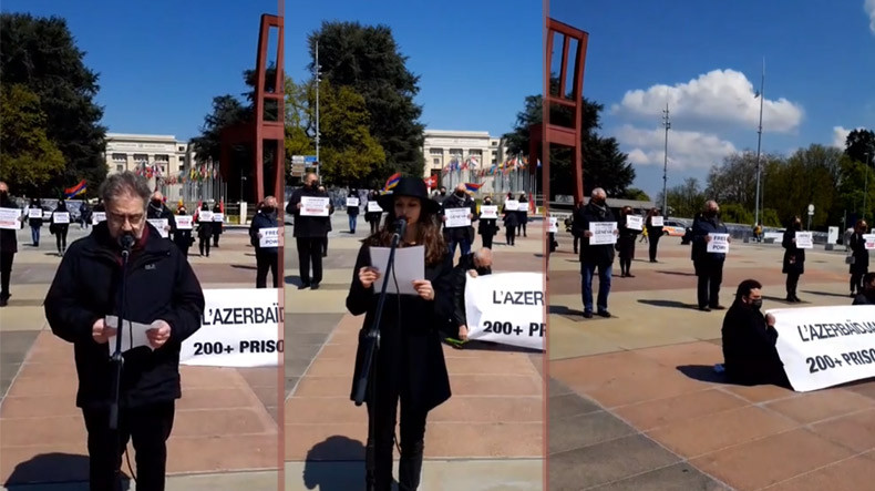 İsviçre Ermenileri, Azerbaycan'da tutulan esirlerin serbest bırakılması talebiyle protesto eylemi düzenledi (video)