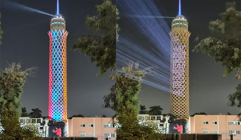 Kahire Kulesi Ermenistan bayrağıyla aydınlatıldı