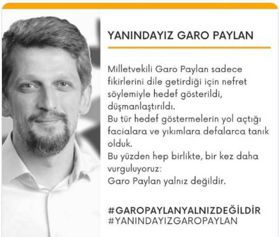 Nefret söylemlerine karşı Garo Paylan'a destek kampanyası