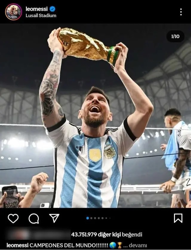 Messi'nin kupalı fotoğraflarının beğeni sayısı ağızları açık bıraktı