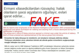 Азербайджанские СМИ распространяют фейк об армянских спасателях в Турции: Karabakh Records