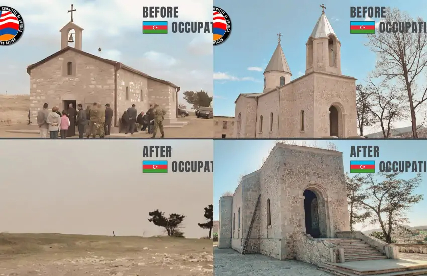 Azerbaycanlı barbarları işgal altındaki Ermeni anıtlarını yok ediyor (Foto)