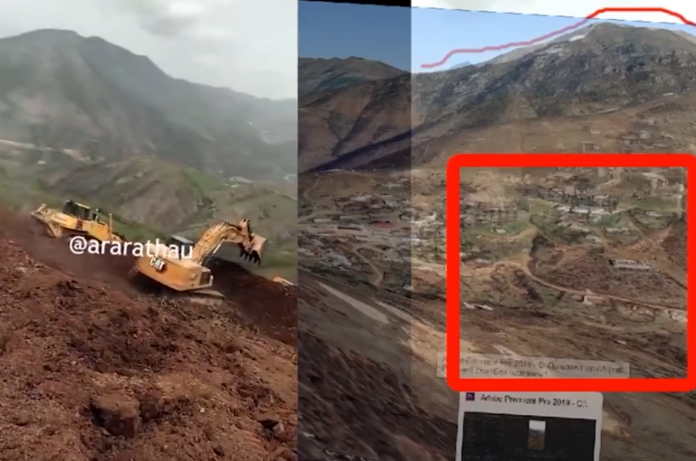 Azerbaycan'dan bir vandalizm daha! Artsakh'ın Eski Şen köyü mezarlığını inşaat ekipmanlarıyla yok ediyor (Video)