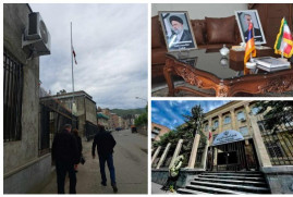Ermenistan'daki İran elçiliği önünde vatandaşlar çiçekler bırakıyor (Foto)